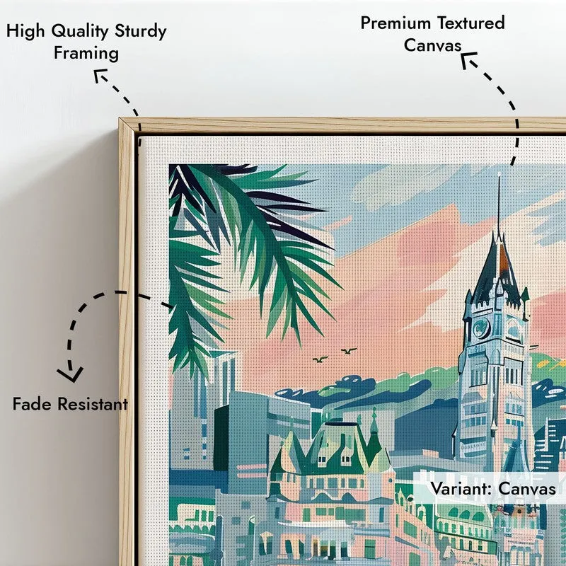 Vintage Montreal Framed Canvas Archival Canvas Wall Painting - Natural Brown Frame media 6