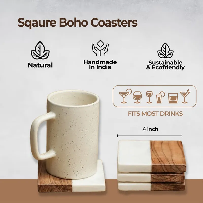 Zorlan Boho Marble & Acacia Wood Coaster - Set Of Four media 7