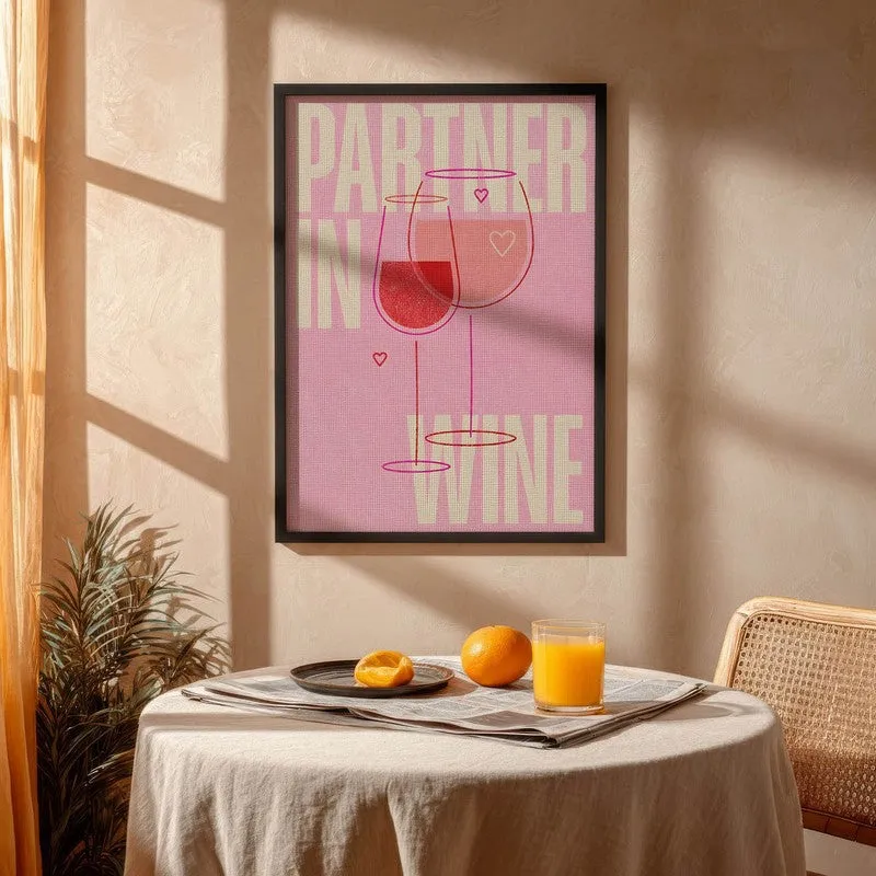 Partner In Wine Archival Canvas Wall Art - Black media 4