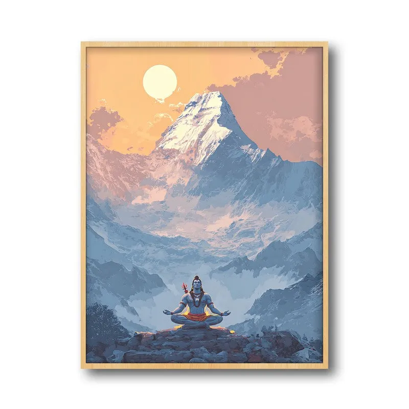 Mahadev Meditating Blissful IV Wall art - Natural Brown Frame media 5