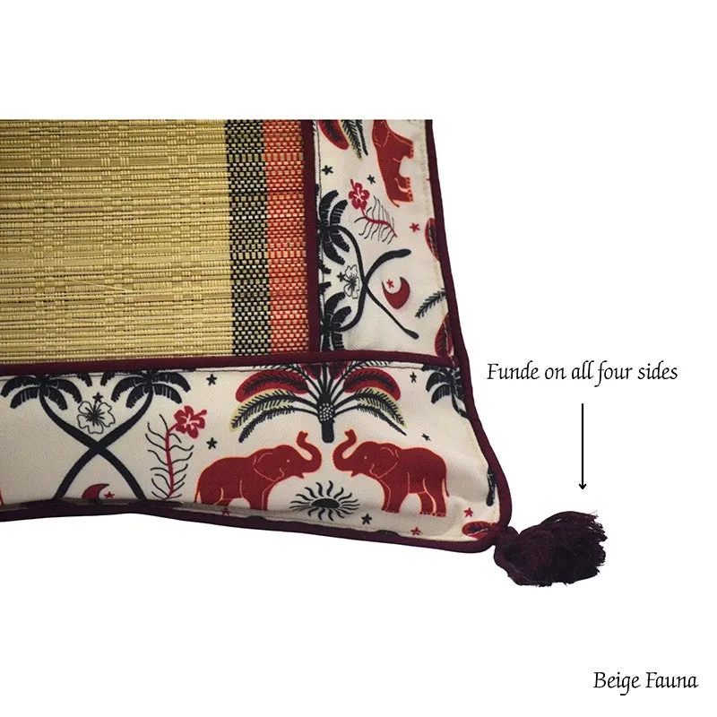 Cushaura Bamboo Cushion Covers - Beige,Red - 7