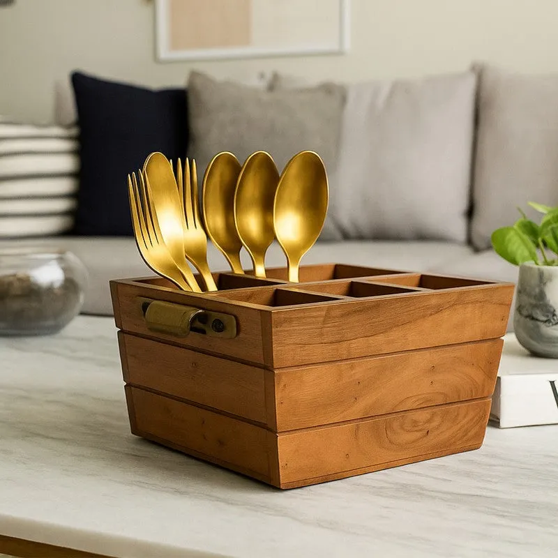 TimberServe Acacia Wood Cutlery Stand media 9