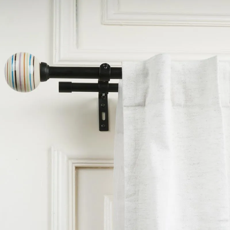 Spirella Duo Extendable 1" Double Curtain Rod With Round Finial & Brackets media 1