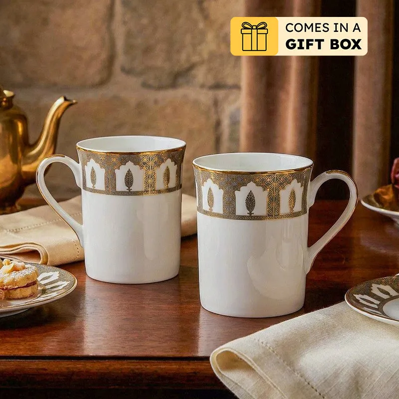 Gilded Chinar Classic 24k Gold Brushed Porcelain Coffee Mug (300 mL Each) - Set Of Six media 1
