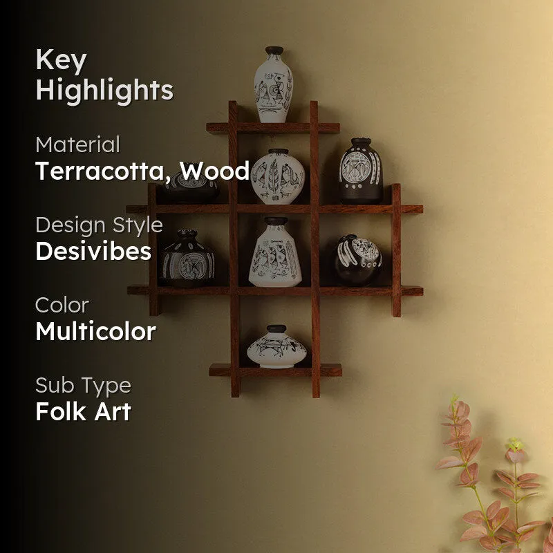 Warli Nook Terracotta & Wood Wall Accent - Nine Piece Set media 2
