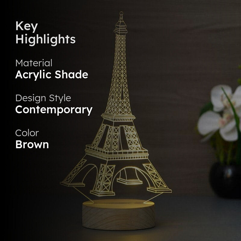 Eiffel Tower Luminance LED Acrylic Table Lamp - Brown media 2