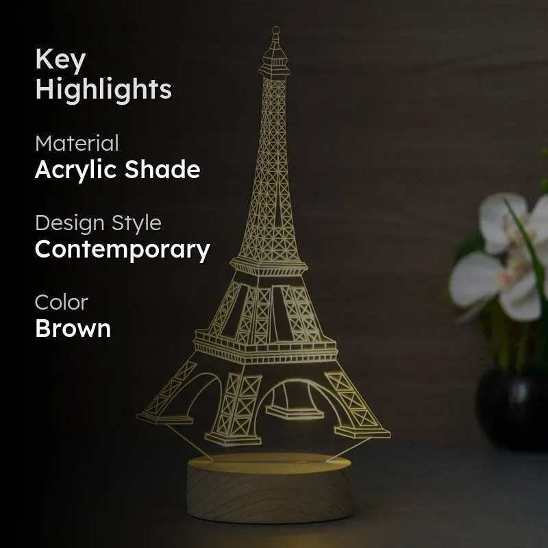 Eiffel Tower Luminance LED Acrylic Table Lamp - Brown media 2