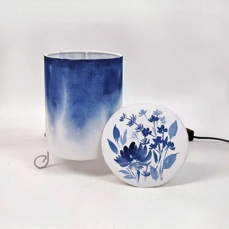 Grady Glow Cylo Handpainted Fabric Table Lamp - Blue,White media 5
