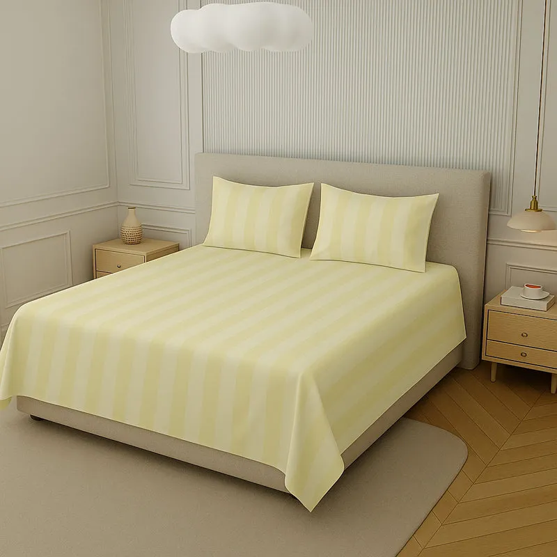 Elegance Striped Cotton Bedsheet (Off White) - 210 TC media 3