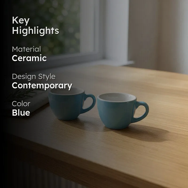 Expresso Ceramic Tea Cup (100 mL/Blue) - Set of Two media 2