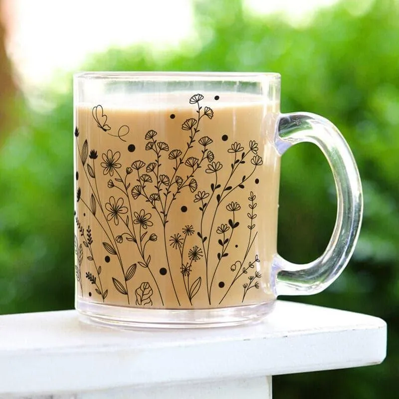 Floral Glass Coffee Mug (330 mL) media 6