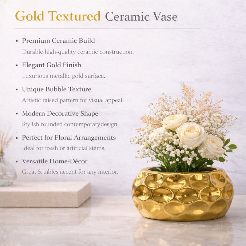 Pureva Ceramic Vase - Gold media 7