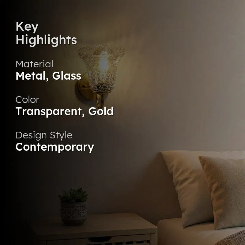 Crystal Flare Golden Base Glass Wall Lamp media 2