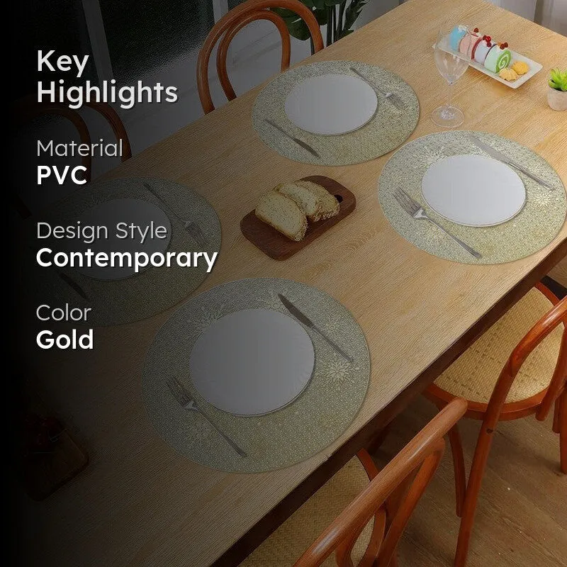 Crysten Golden Round PVC Table Mats - Set Of Four media 2