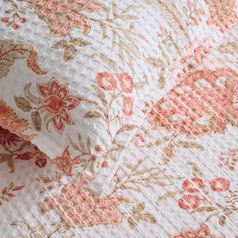Petal Grace Cotton Duvet Cover (Peach) (230 Gsm) - Three Piece Set media 4