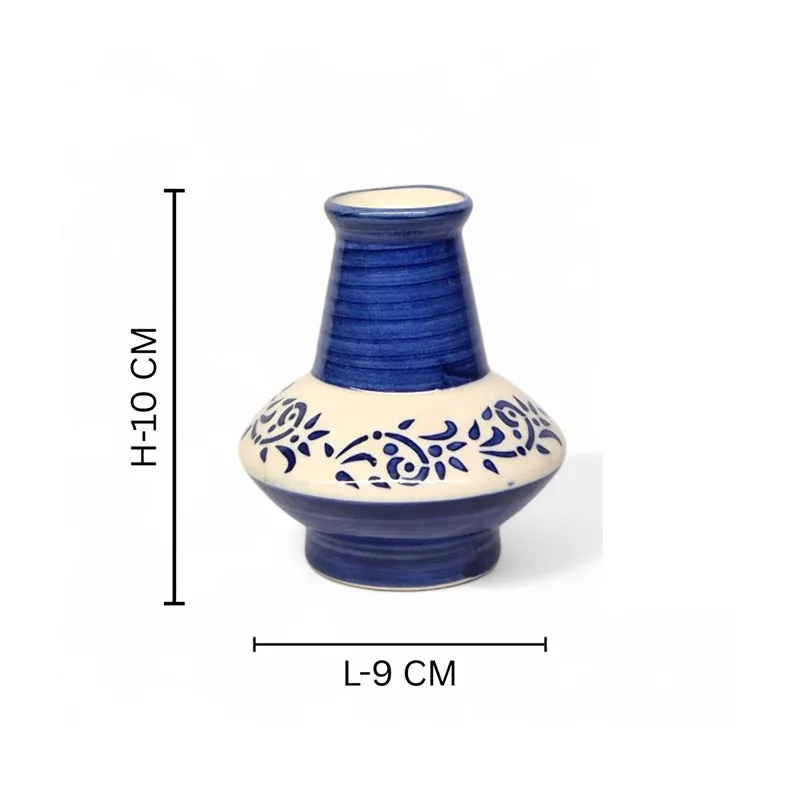 Mitti Azure Ceramic Vase - Set Of Two media 8