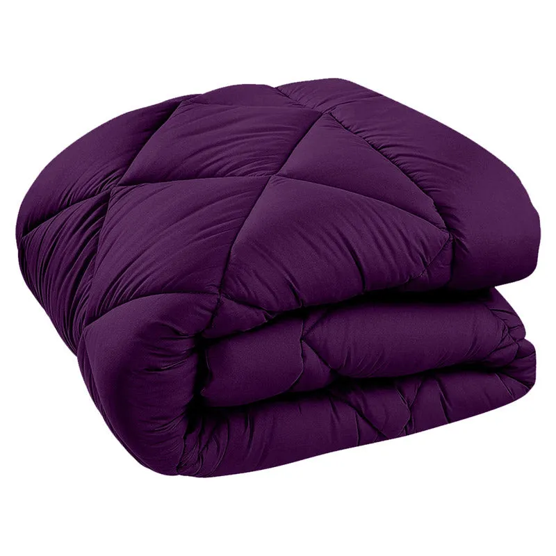 Wide Checkered Dual Color Cotton Comforter (Green,Purple)  - 400 GSM media 4