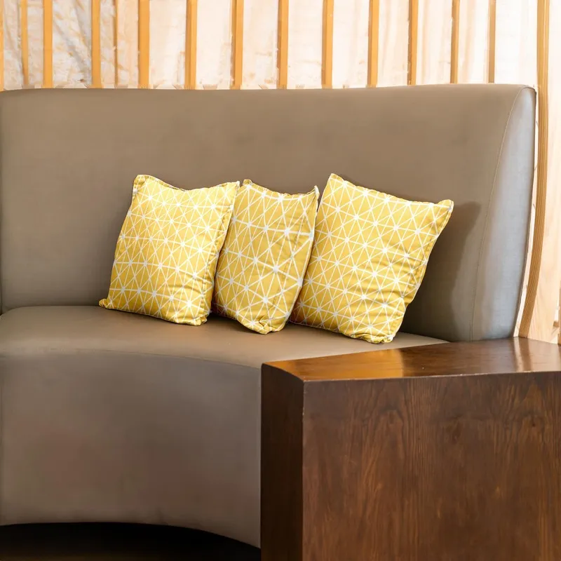 Urban Space Modern Geometric Yellow Cotton Cushion Covers - Set Of Three media 1