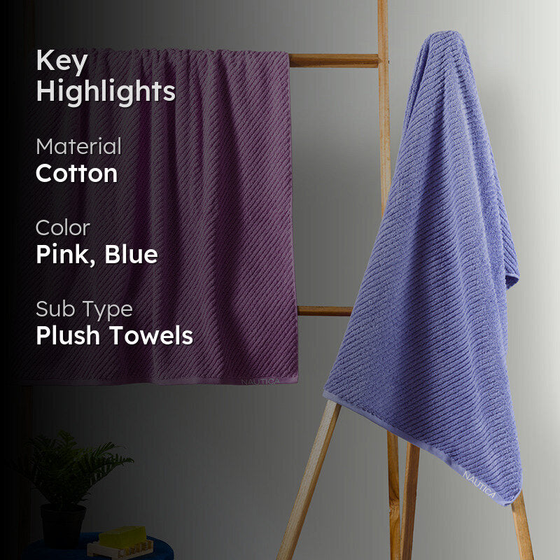 Nautica Riviera Soft Cotton Bath Towel (Light Blue & Lilac) - Set Of Two media 2