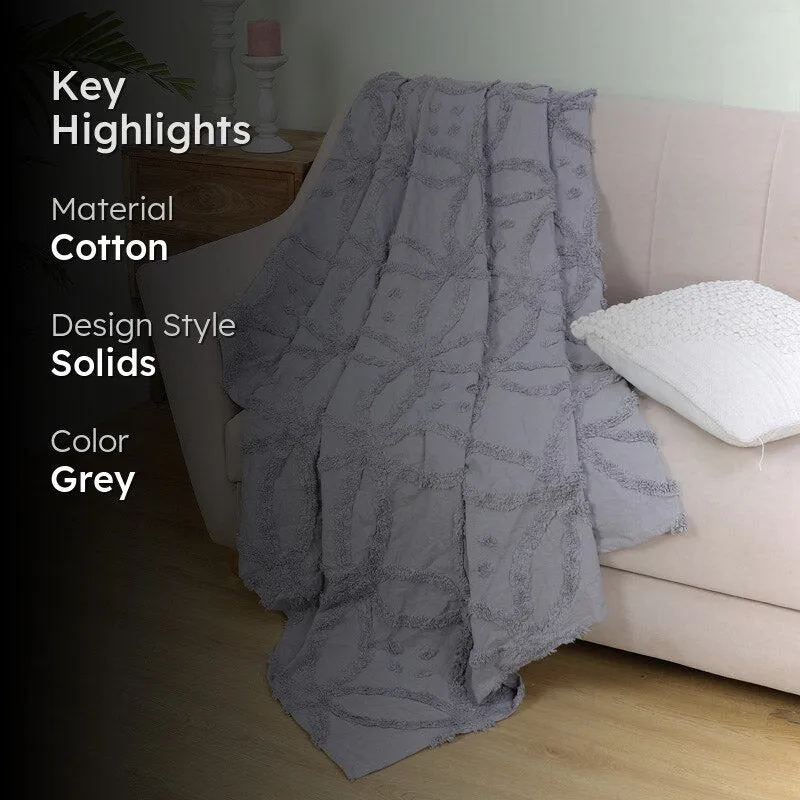 Marigo Cotton Throw - Light Grey media 2