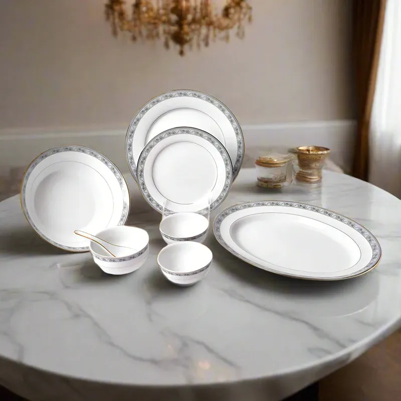 Mariella 24k Gold Brushed Porcelain Dinner Set - 33 Piece Set media 4