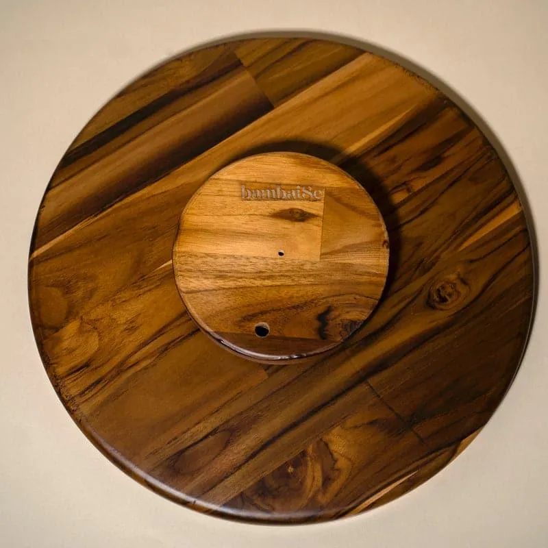 Mano Mandala Teak Wood Rotating Platter media 5
