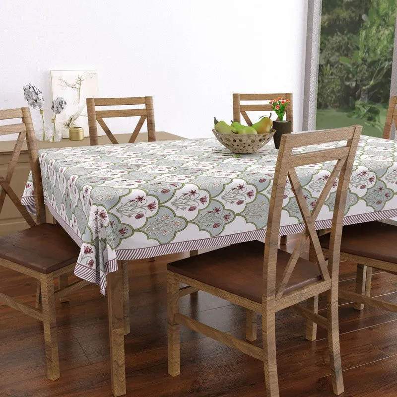 BlossomLine Cotton Table Cover - Sage Green,Pink media 4