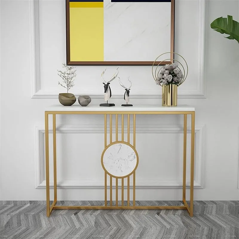 Urban Loft Metal Console Table with Marble Base - Large media 3