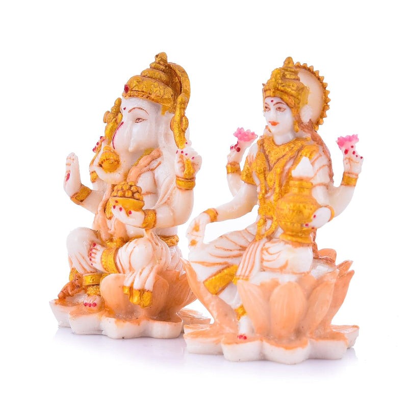 Lakshmi Ji And Ganesha Idol - Set Of Two media 4