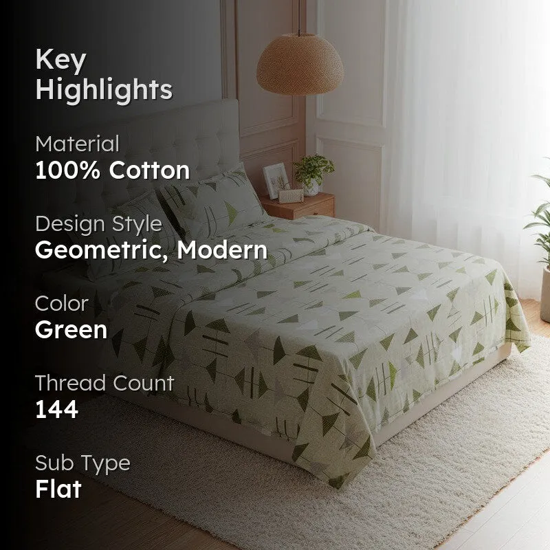 Arrow Truce Cotton Bedsheet (Green) - 144 TC media 2