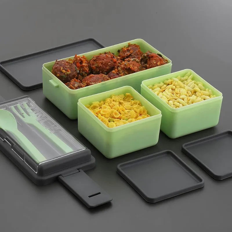 Disto Kids Lunch Box (1400 ML) - Green & Grey media 1