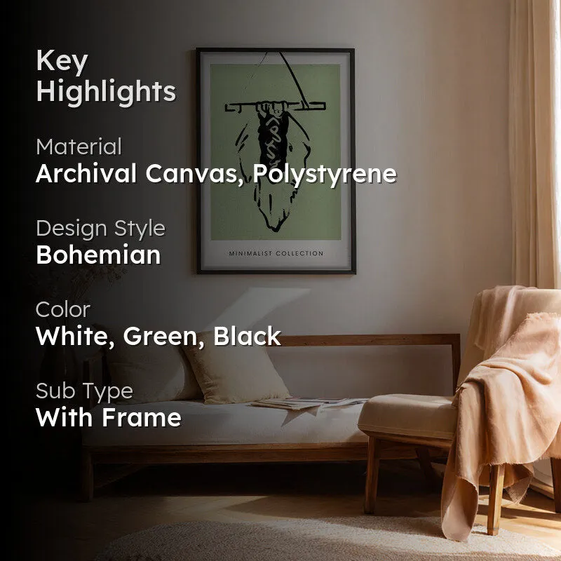 Serene Boho Canvas Wall Painting With Black Frame media 2