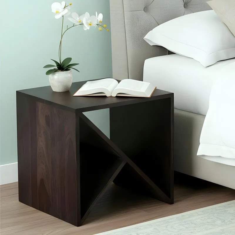 Averox Sheesham Wooden Side & Bedside Table - Taupe media 1