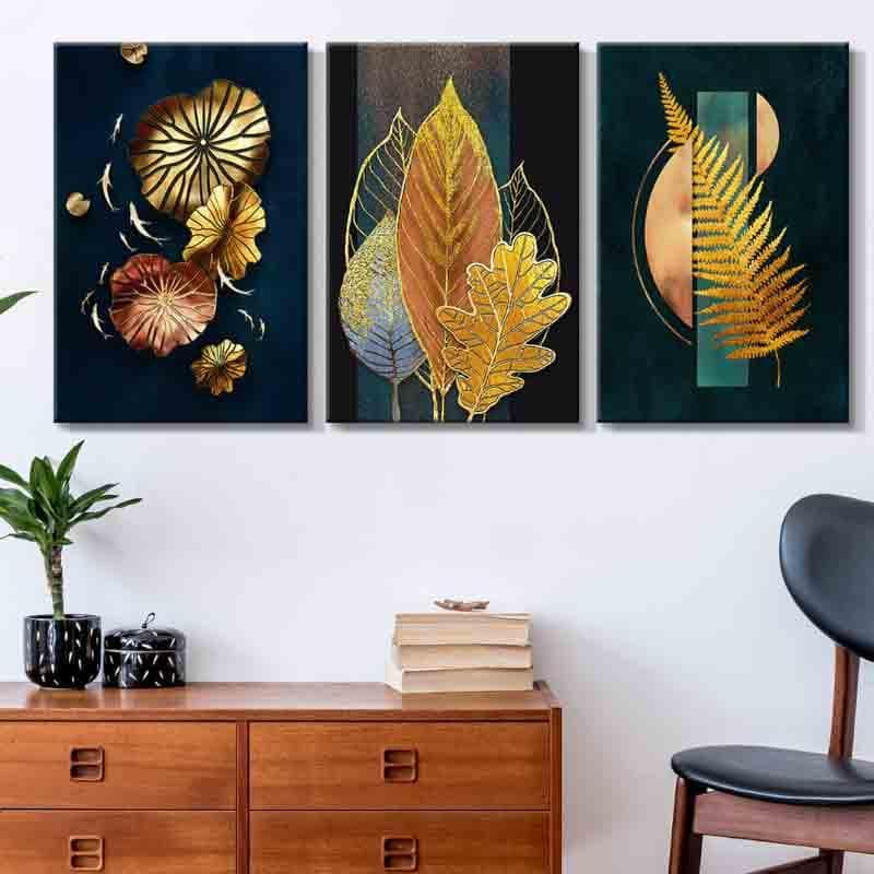Midas Touch Poly Canvas Wall Art - Three Piece Set
