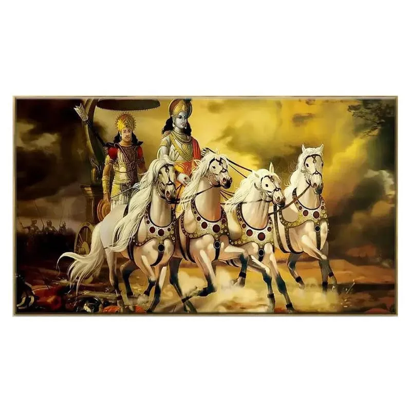 The Sacred Kurukshetra Canvas Wall Painting With Frame media 4