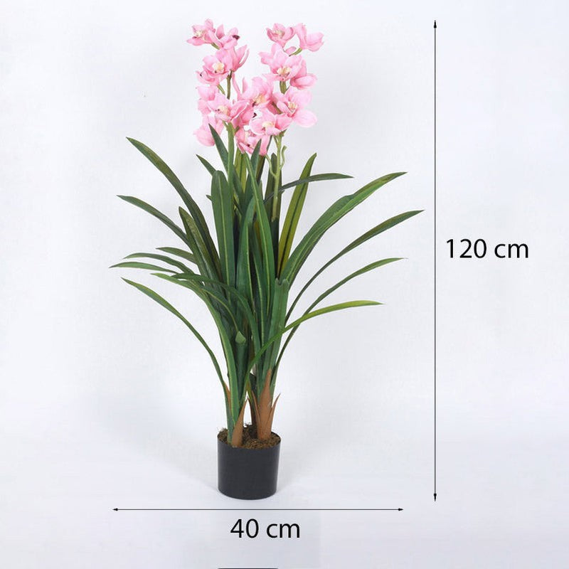 Faux Realtouch Pink Orchid Artificial Plant With Black Plastic Pot - 3.9 Feet media 9