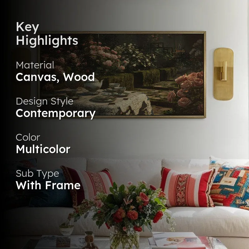 Rose Garden Canvas Wall Painting With Frame media 2