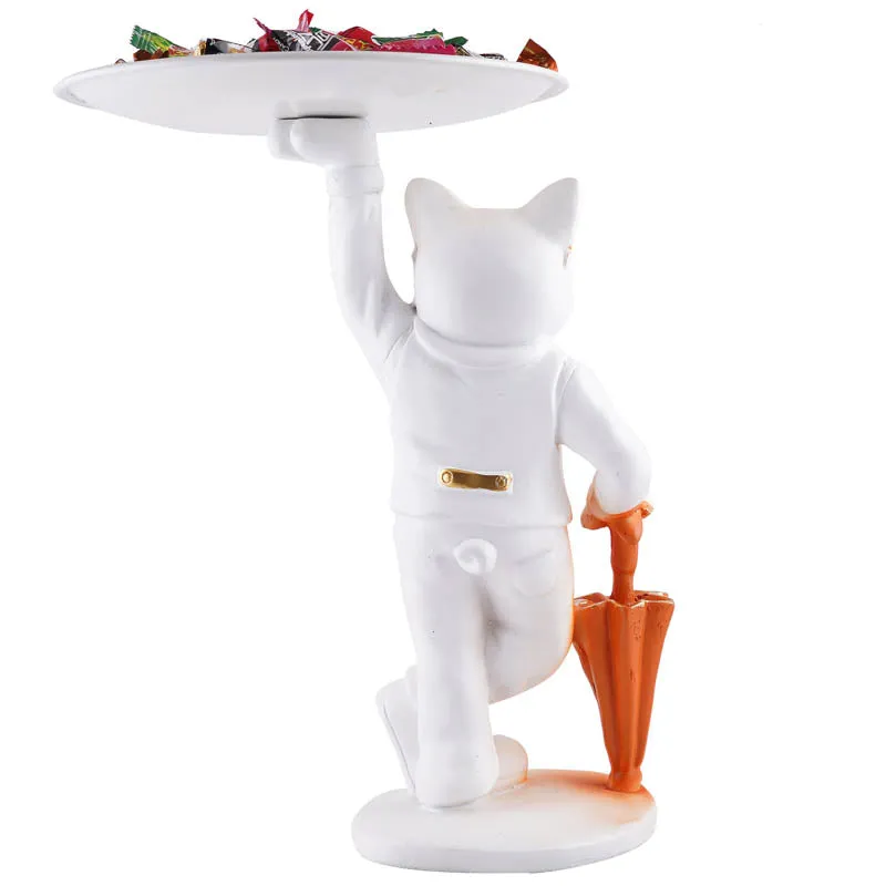 Dapper Cat Painted Polyresin Show Piece - White media 6