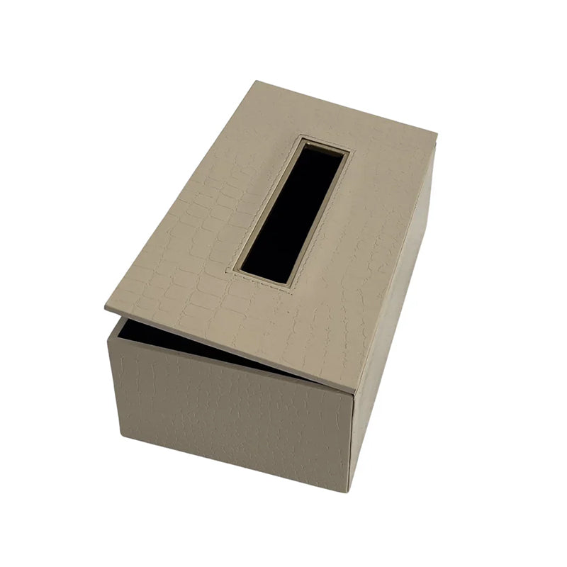 Elvan Faux Leather Tissue Holder - Cream media 5
