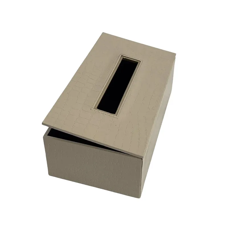 Elvan Faux Leather Tissue Holder - Cream media 5