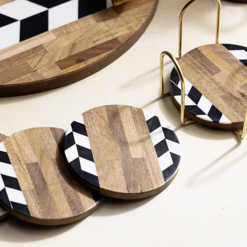 Nihi Black & White MDF Platter With Coaster - Eight Piece Set media 3