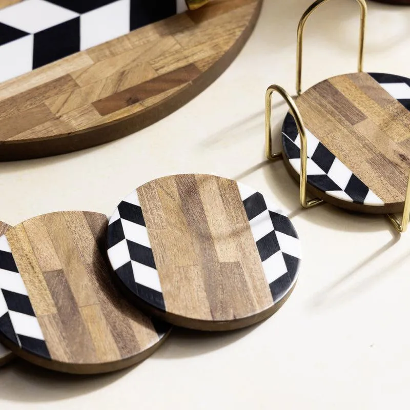 Nihi Black & White MDF Platter With Coaster - Eight Piece Set media 3