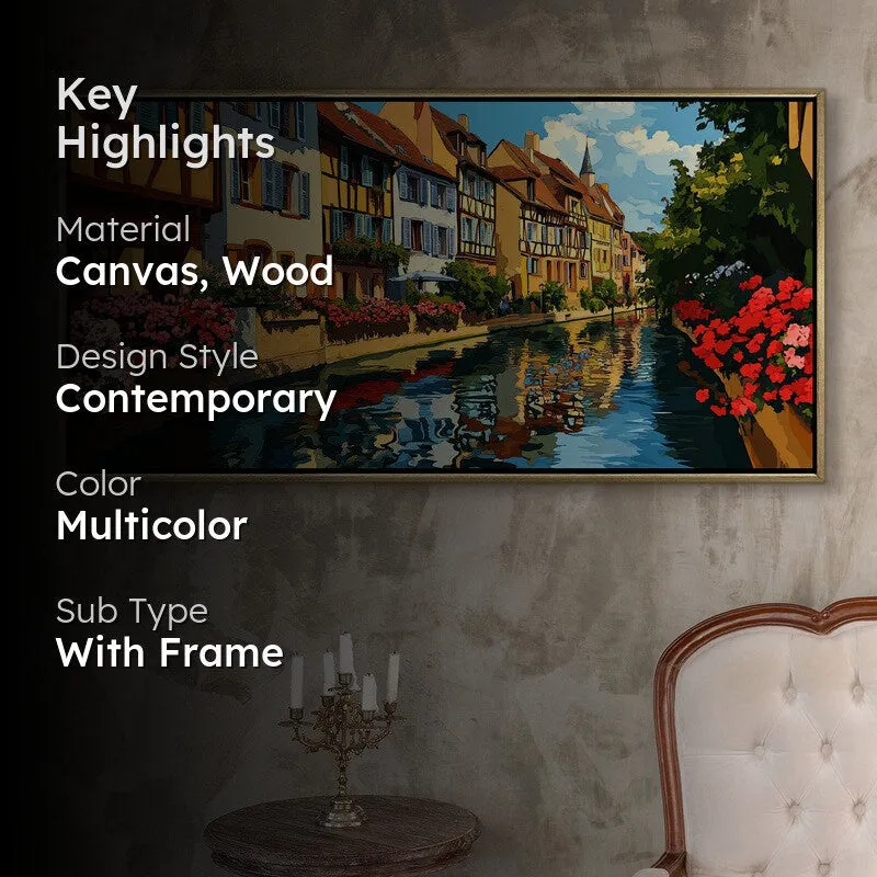 Canal Reverie Canvas Wall Painting With Frame media 2