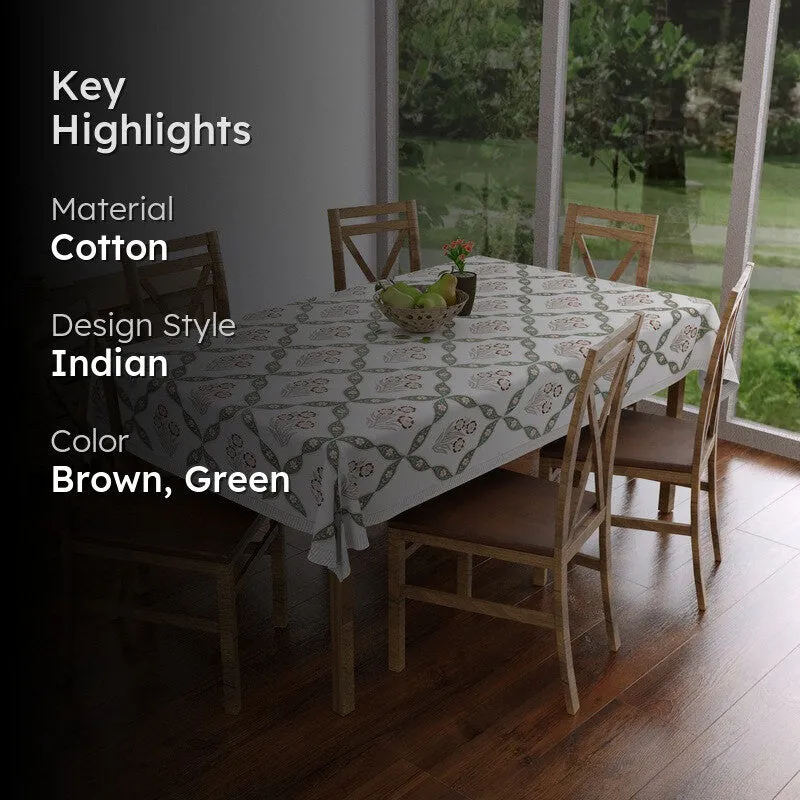 Eleganza Cotton Table Cover - Brown,Green media 2