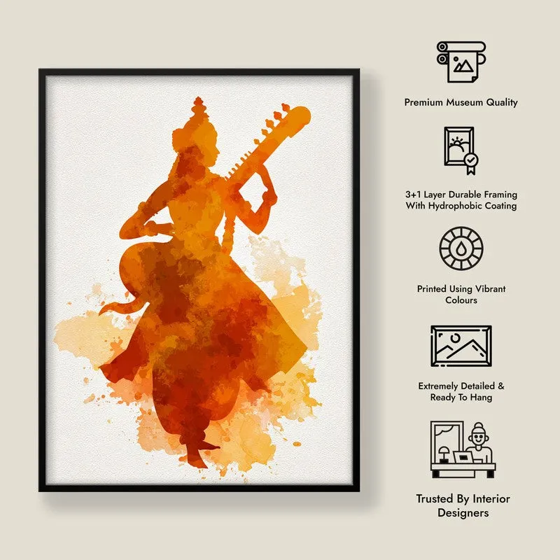 Sri Saraswati Devi Playing Veena Archival Paper Wall Art media 8