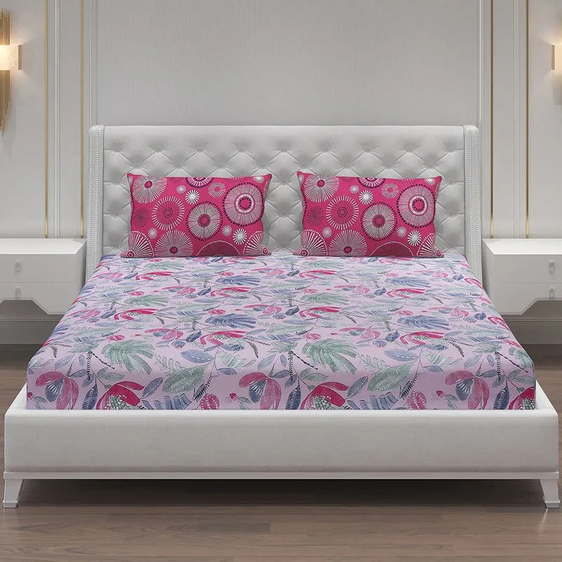 Monte Carlo Floral Dream Cotton Bedsheet(Blue,Pink) - 104 TC media 3