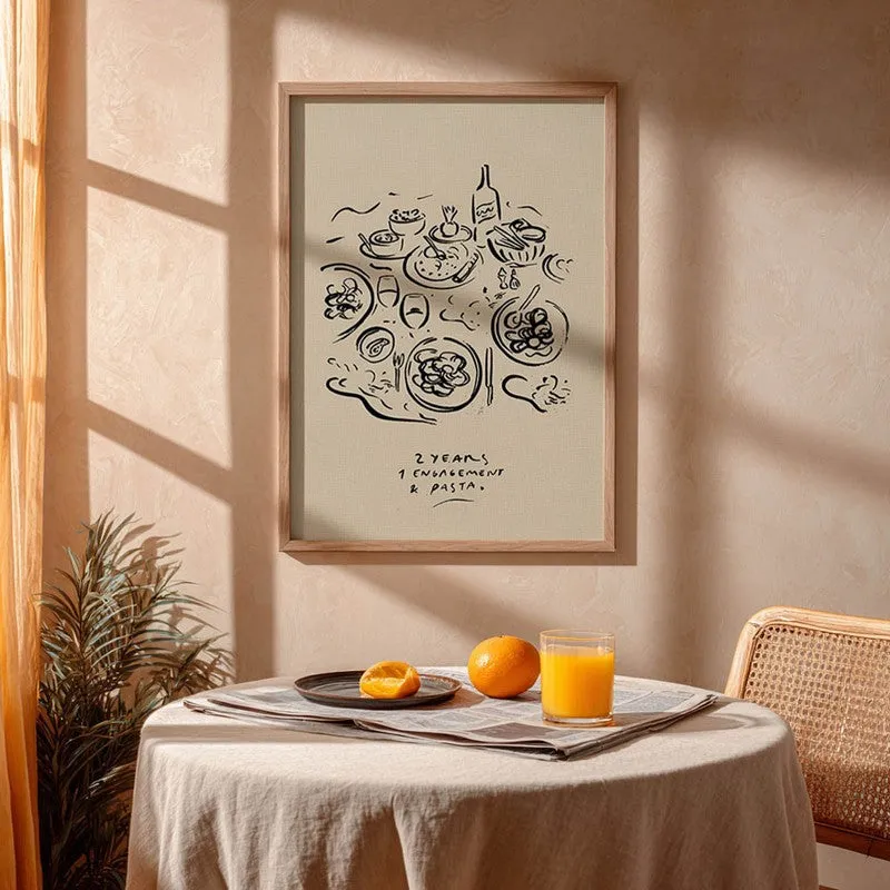 Abstract Dining Archival Canvas Wall Art - Brown media 5