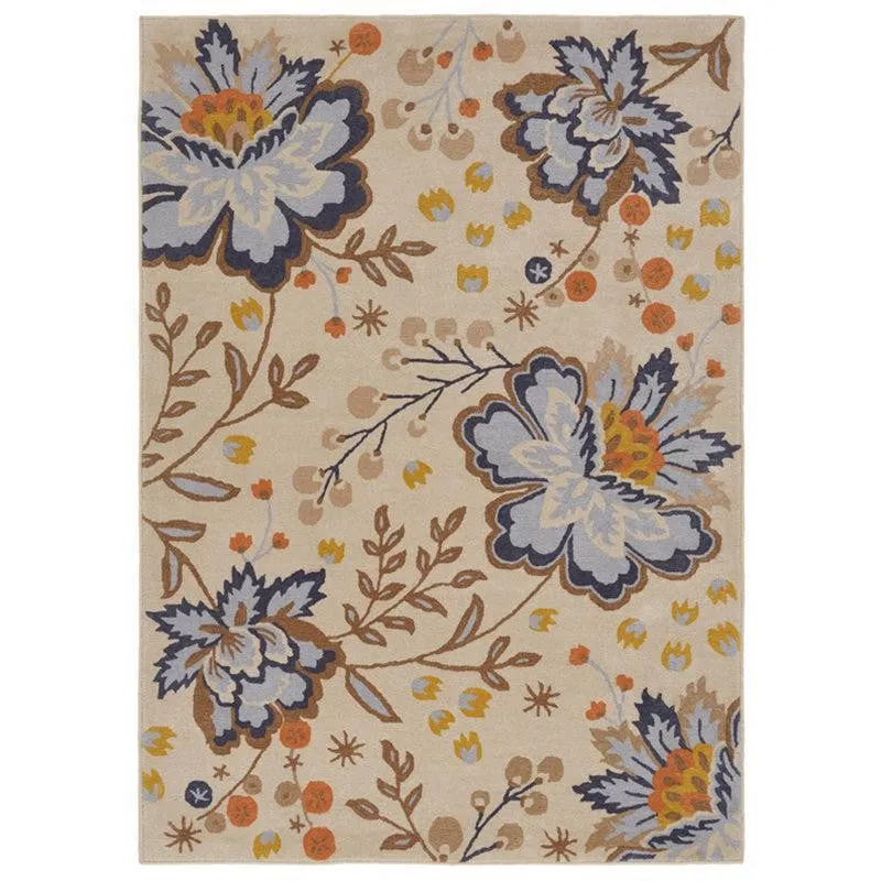 Haradrim Hand Tufted Floral Wool & Nylon Carpet - Blue media 1