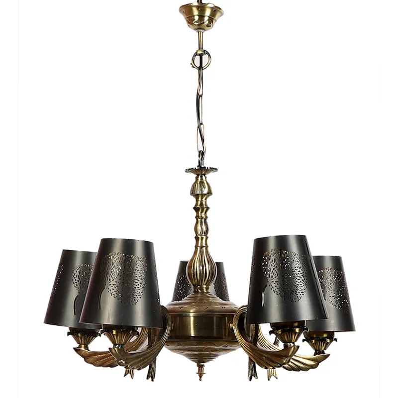 Candra Etched Vistara Golden Antique Ceiling Lamp media 4