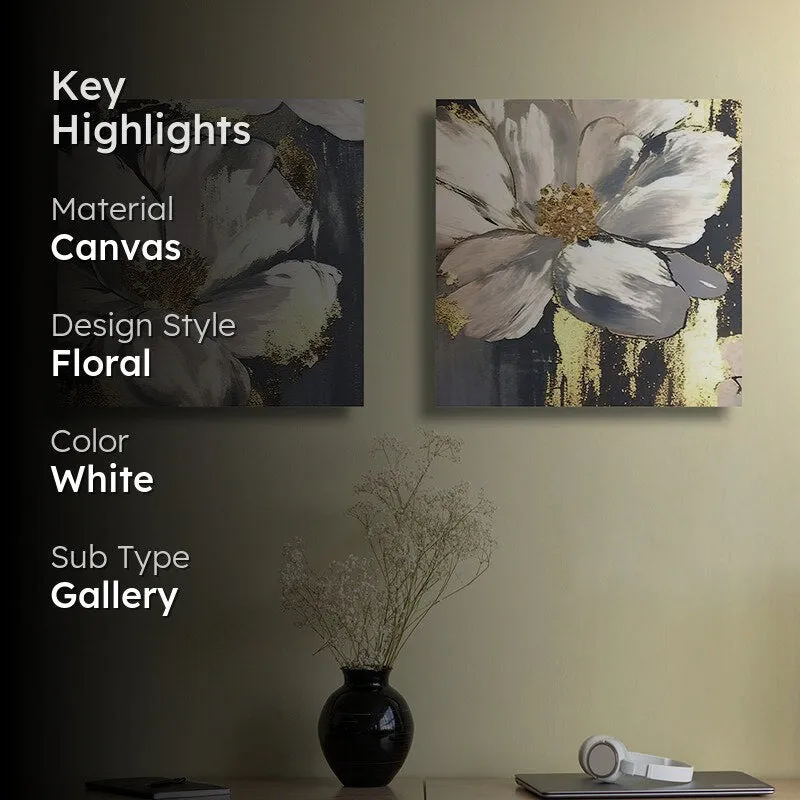 Strokes Of Daisy Canvas Wall Art - Set Of Two media 2